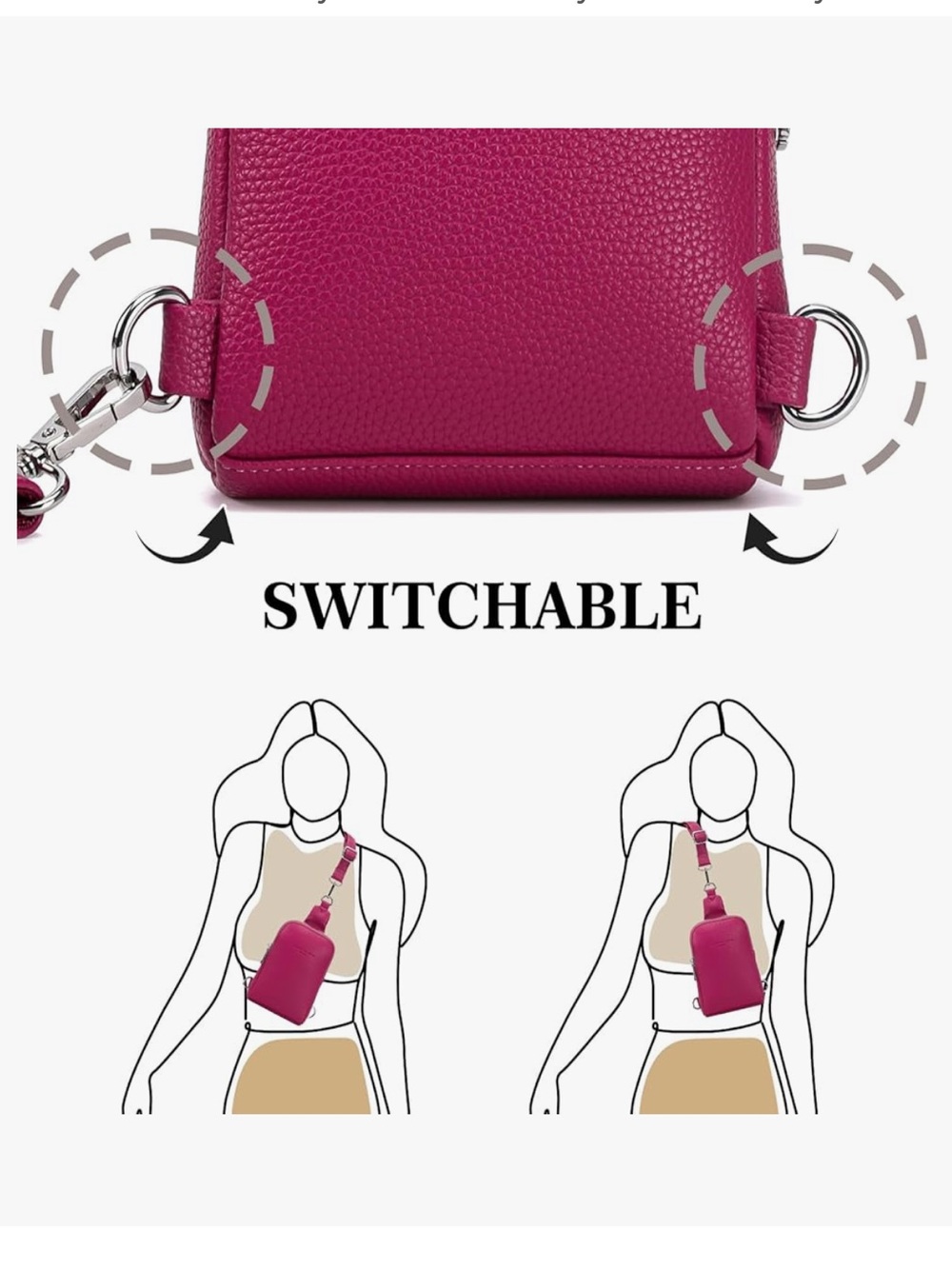 INICAT Anti Theft Crossbody Bag Adjustable Fanny Pack Travel Zip Compartments - Picture 9 of 11